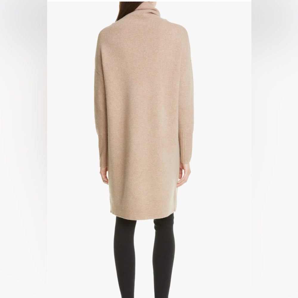 NEW!NORDSTROM SIGNATURE Long Sleeve 95% Cashmere Sweater Dress Tan SZ L - Picture 2 of 14